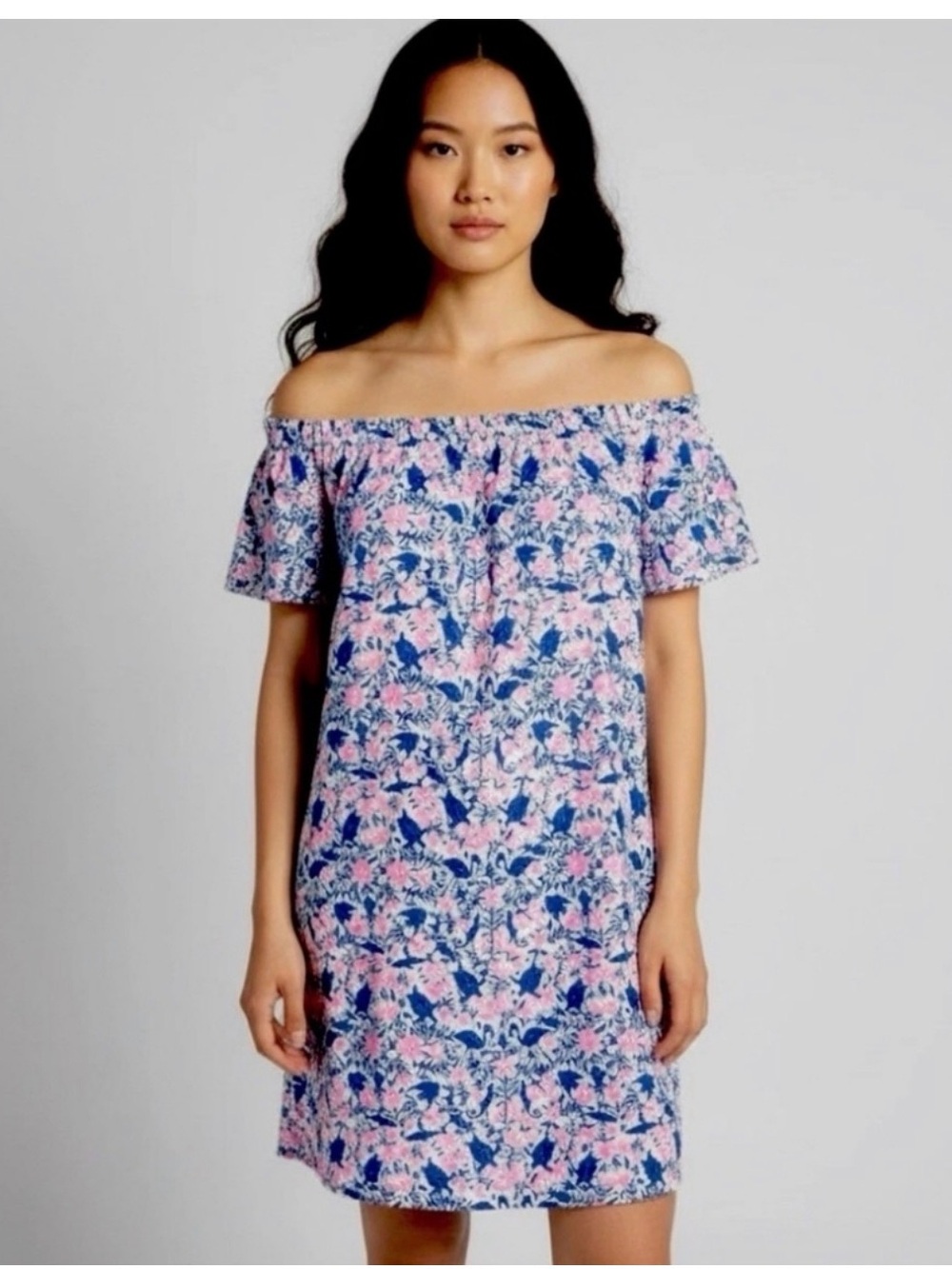Vineyard Vines LINEN Bahamas Otomi dress, size XS EUC pink blue white